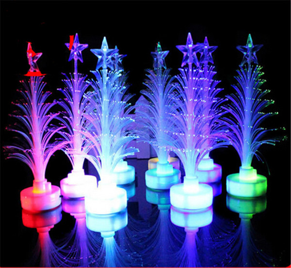 12cm Fiber LED Christmas Tree light Colorful Illuminous Flashing Xmas Tree Nightlight Lamp Outdoor LED Christmas Light Decorations Ornaments