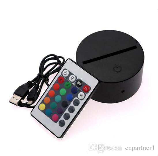 7 Colors RGB LED Lamp Base for 3D Illusion Lamp 4mm Acrylic Light Panel AA Battery or DC 5V USB 3D nights lights