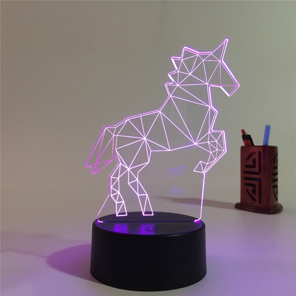 7 Color Acrylic lamp Changing Horse 3D LED nightlight of bedroom lamp livingroom lights desk table Decoration