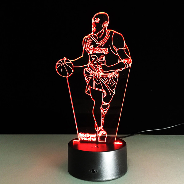 Kobe Bryant 3D Optical Illusion Lamp Night Light DC 5V USB Charging AA Battery Wholesale Dropshipping Free Shipping