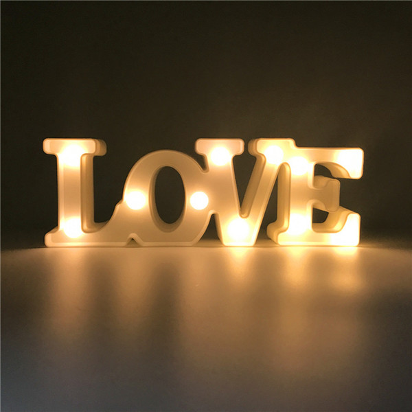 30cm*4.5cm*10cm LOVE Shaped Night Lamp Warm White LED Table Lamp Bedroom Christmas Wedding Party Decorative Atmosphere lights