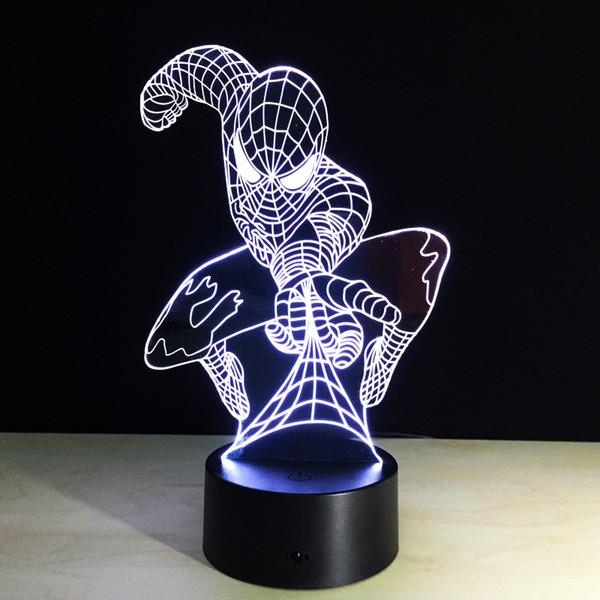 Spider man Changeable color Cartoon Hero Luces Navidad Iron Man Led Night Lights 3D LED Desk Lamp Bedside Lamps