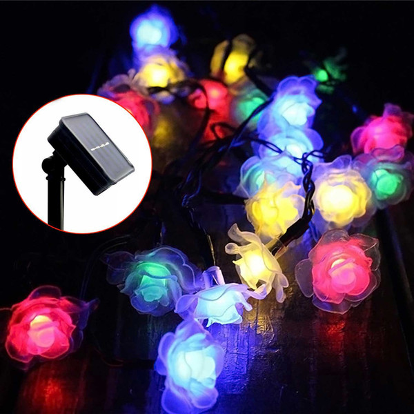 Solar Fairy Lights 30LED Rose Flower String Light Wedding Room Garden Xmas Decor