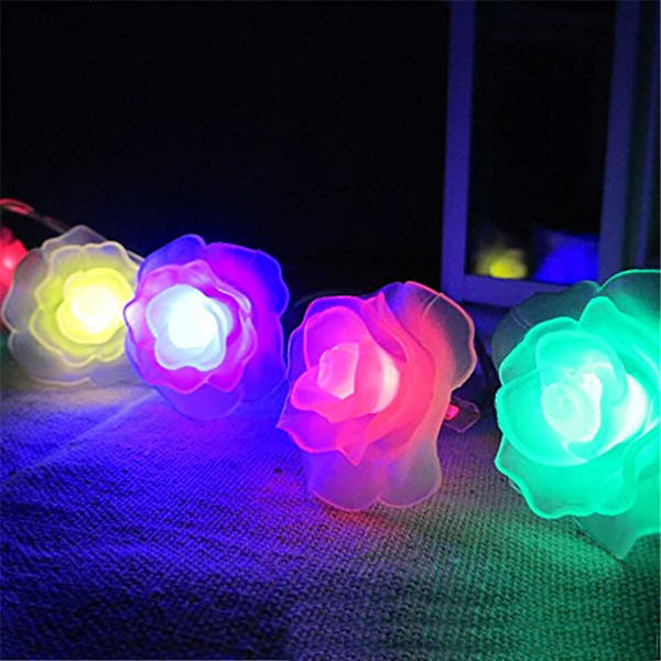 5Pcs Solar Fairy Lights 30LED Rose Flower String Light Wedding Room Garden Xmas Decor