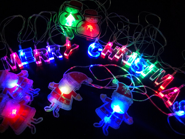 Merry Christmas LED String Lights Bulb AC 110~220V Xmas 4m 20leds RGB Santa Claus Snowmen Letter Strings for Trees Window Decoration CE ROSH