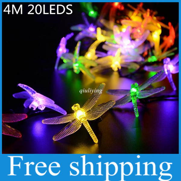 4M 20LED Dragonfly Energy Saving Solar Fairy LED String Light Lamp Outdoor Christmas 2016 Festival Party Garden Decoration