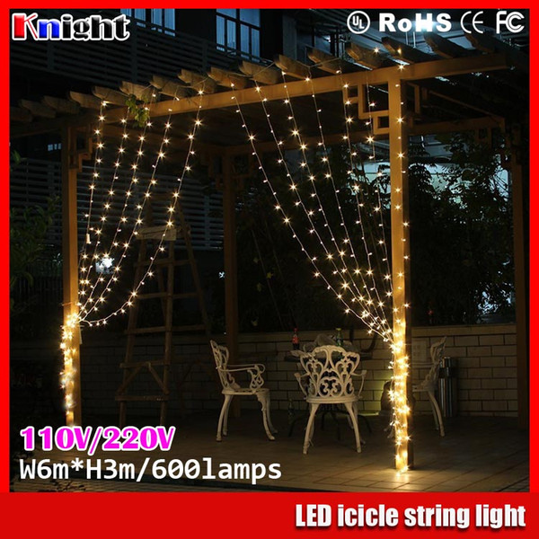 110V 220V 600ledS LED icicle string Lights W6xH3M Curtain Lights Wedding Background Decoration Lights Christmas wedding room Lighting 2packs