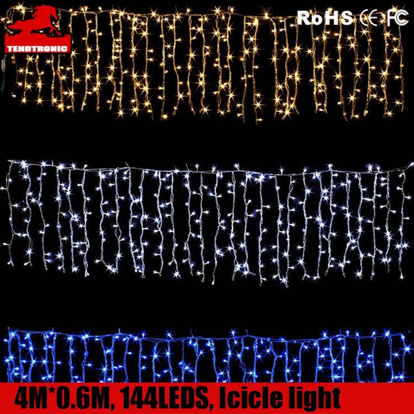 waterproof 144LED 4M Icicle curtain Lights220V Garden eave decor light, LED icicle string lights for Xmas Wedding Party decoration 10pcs lot