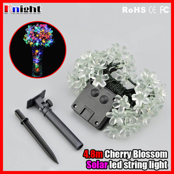 20heads Cherry Blossom solar string light 4.8m,sakura solar led string waterproof flower led light Valentine's day bouquet lights 2pcs a lot