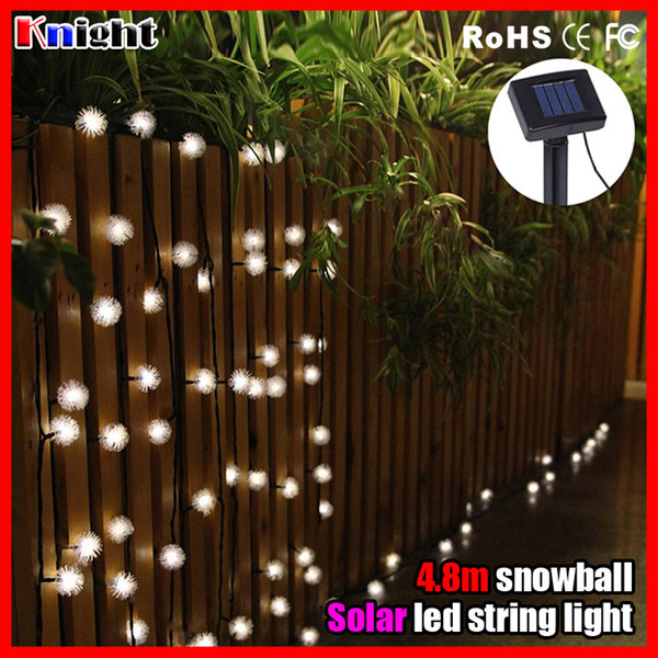 new arrival 16ft 20lamp solar led garden light 4.8m IP67 outdoor waterproof snow ball string light solar energy star led lights 2set a lot