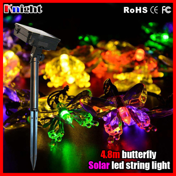 4.8m 20lamps solar butterfly string light,luz solar led solar string lights for garden christmas decoration outdoor insect solar led lights