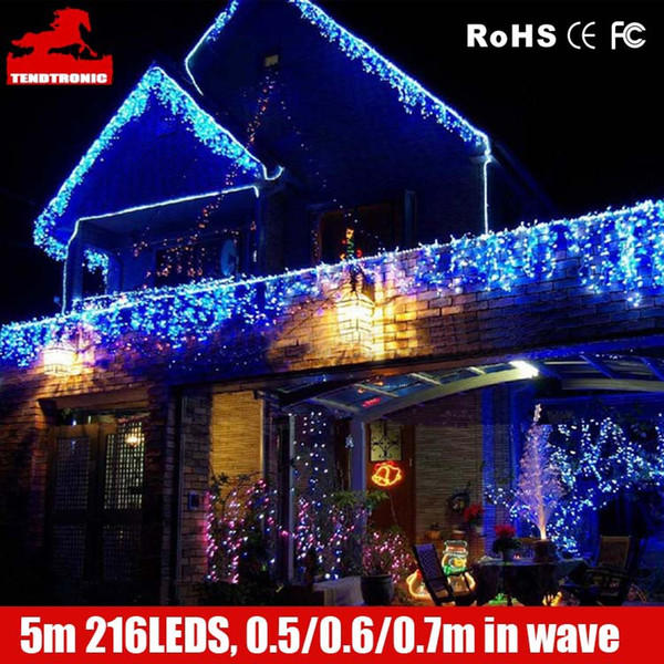 LED wholesaler 16.4Feet 216-LED Icicle Christmas Holiday Lights 5m*0.5/0.6/0.7m Xmas Wedding Party backgroud Decoration icicle lights 2pack