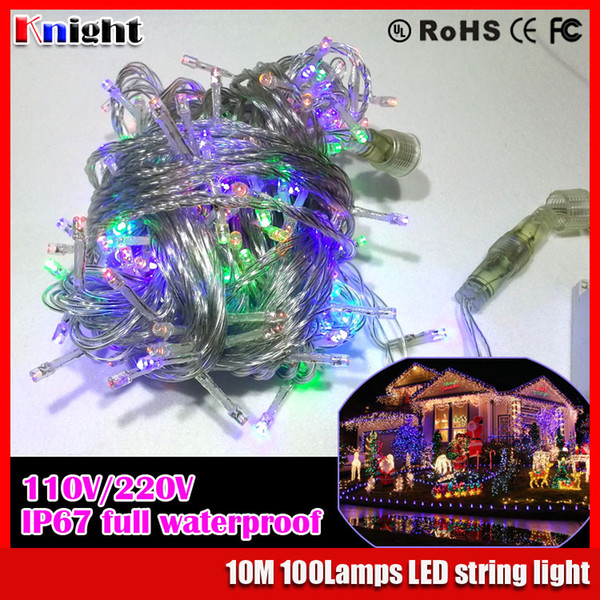 10m(33ft) 100LED String lights 110v 220v wholeseller IP67 full waterproof garden Decoration light Colorful starry Light 10pcs DHL free ship