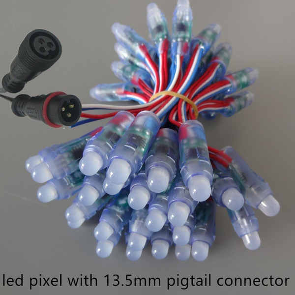 Led pixel string12V JST/13.5/18.5mm pigtail connector,18awg wire,12mmWS2811 RGB led pixel module,led smart pixel node,Round