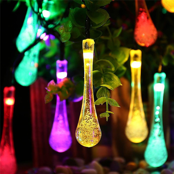 Premium Quality 6m 30 LED Solar Christmas Lights 8 Modes Waterproof Water Drop Solar Fairy String Lights for Outdoor Garden