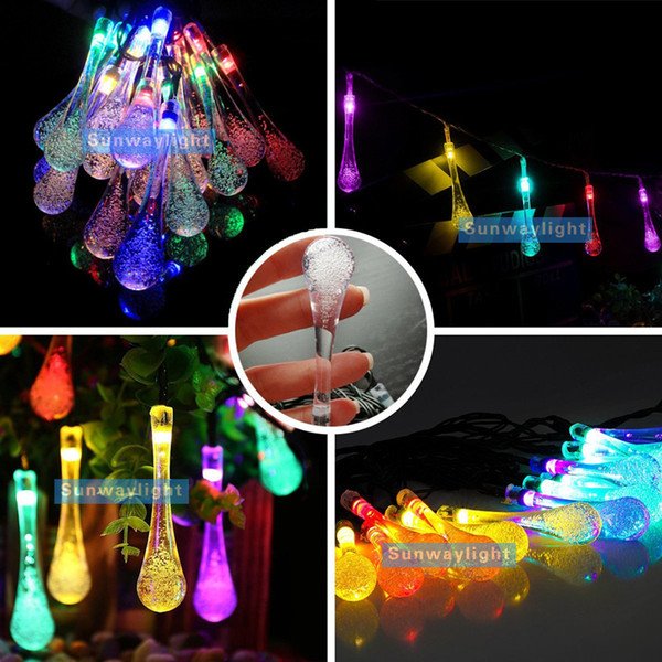 Solar Water Drop LED String 20 LEDS 4.8 Metre Garden Christmas Lights string Outdoor Christmas Xmas Wedding Party Holiday decor lamps