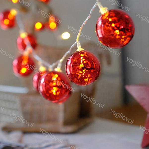 Christmas Lights Red Ball Lamp 3M 2M Holiday Party Decorate 3D Red Ball Warm White Flash AAA Battery 4.5V 220V String DHL