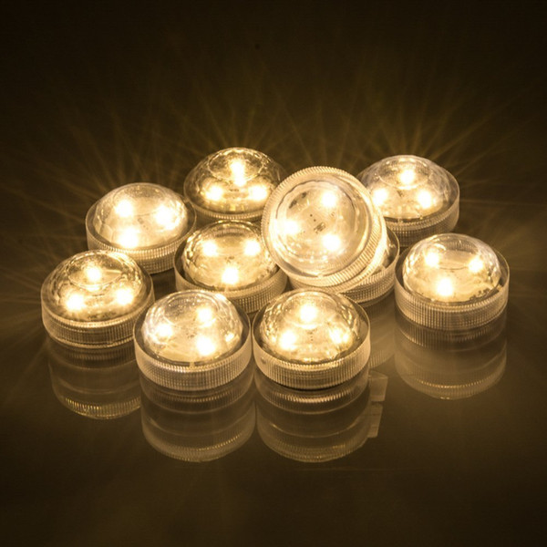 Submersible Waterproof Round Decoration Candle Lights With 3 SMD High Brightness LED, Coin Batteries For Pond Pool Bath Garden