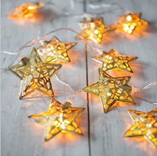 2M 20 LEDs Golden Star Battery Operated LED Fairy Lights Indoor String Lighting Night Light