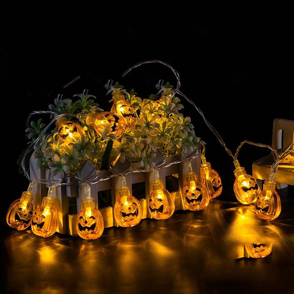 10leds Halloween decoration pumpkin string light 2*AA Battery Christmas light Decoration Lamp Ghost spider skull bats Light