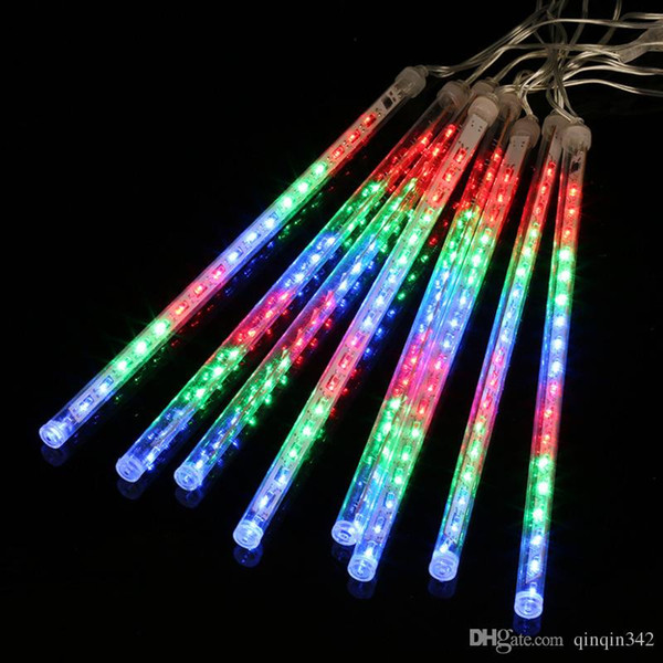 Multi-Color 13.1ft Meteor Shower Rain Tubes 8 LED Christmas Lights Wedding Party Garden Xmas String Light Outdoor Indoor Decor