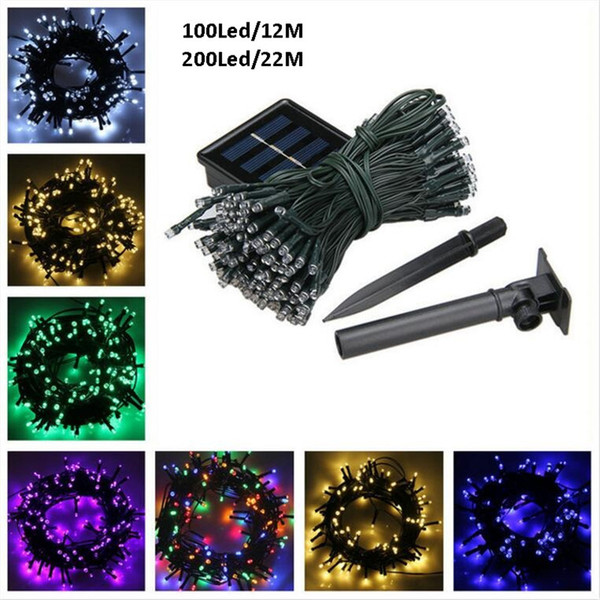 Christmas lights 100 LED 200 LED Outdoor 8 Modes Solar Powered Strings Light Garden Christmas Party Fairy Lamp led strings lamps 10M 22M