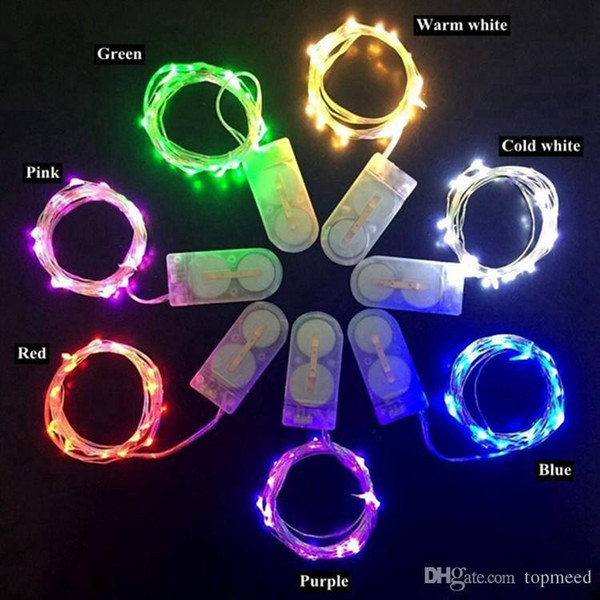 2M 20LEDs led string CR2032 Battery Operated Micro Mini Light Copper Silver Wire Starry LED Strips For Christmas Halloween Decoration