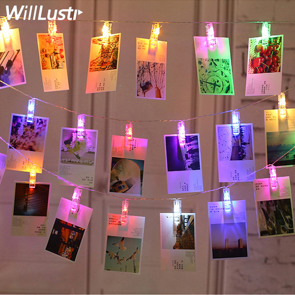 LED Card Photo Clip Led String Fairy Lights Garland New Year Christmas Decoration lamp Battery power Decorative Light For Wedding colorful