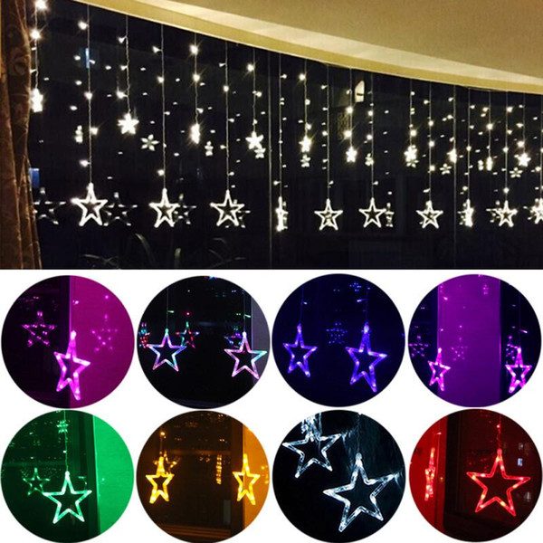 Christmas Lights AC 220V EU/AU/US Romantic Star LED Curtain String Lighting For Holiday Wedding Garland Party Decoration