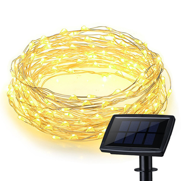 150 LEDs Waterproof Solar Powered Starry String Copper Wire Fairy Lighting Party Lights with Large Solar Panel for Indoor/Outdoor Decoration