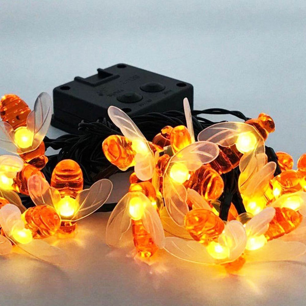 Bee Light Chain 20-30 LED Solar Outdoor String Lights S Chain Waterproof Patio Fence Gazebo Night Light Decoration