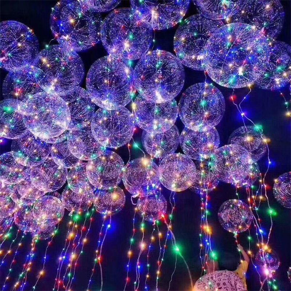 18/24 Inch Luminous Led Balloon 3M LED Air Balloon String Lights Colorful Transparent Round Bubble Kids Toy Wedding Party Christmas Decor