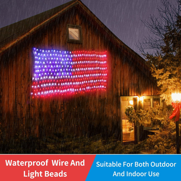 Waterproof American US Flag LED String Light USA Flag Light/Decorative Hanging Ornaments For Independence Day July 4 National Day Decoration