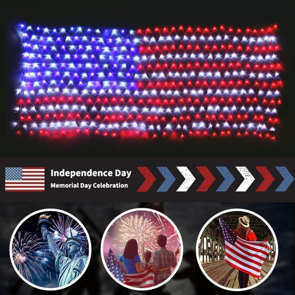 Waterproof American US Flag LED String Light UPGRADED SAFER 29V USA Flag Light/Decorative Hanging Ornaments For Independence Day Holiday