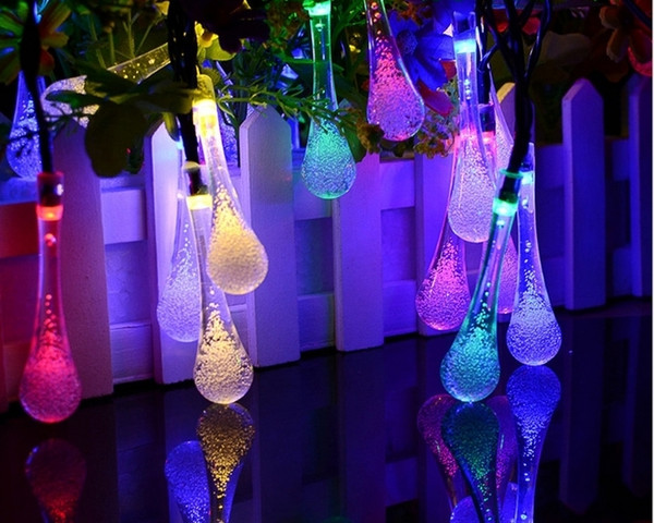 Solar String Lights Water Drops Shape Crystal Icicle Design Garden Xmas Decoration Waterproof IP65 Solar Power Party Light LT-033