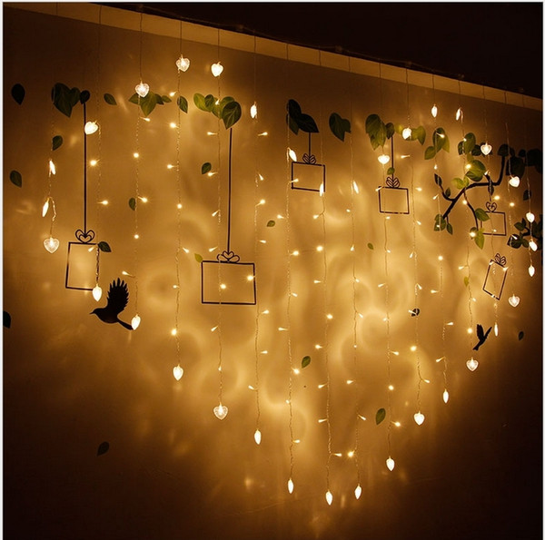 2M 128 LEDs 220V Heart Shape String Lights Fairy Décor Warm White Party Wedding Twinkle led Strap Light CY-AXD128L