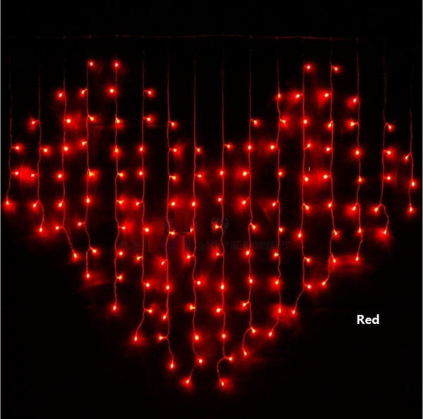 Simple Version 2m*1.5m 128 LEDs 220V Heart Shape String Lights Warm White Party Wedding led Strap Light LT-025