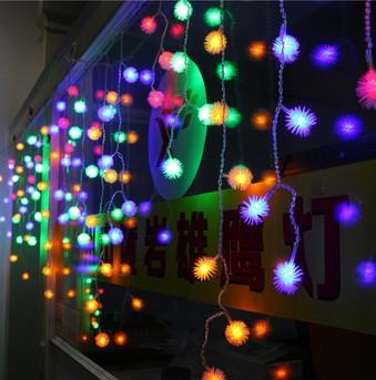 Multi-color 4m 100 LED Snowball Edelweiss Curtains String Christmas Lights Wedding Party Holiday Garden Decoration