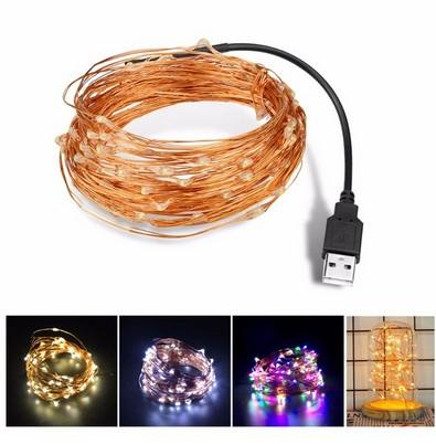 DC 5V 5m 10m USB Charger LED Strip Light USB Powered RGB Copper Wire Tape Holiday Lighting Rows Outdoor Fairy Christmas Tree