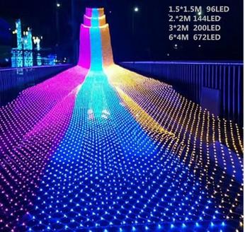 Net light 1.5*1.5M / 3*2M /6*4M 8 kinds of patterns weaving string lights Christmas Lights Celebration light Garden Lamps for motorcycles