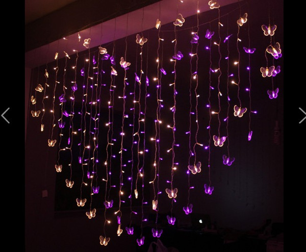 2Mx1.6M 128 Led lights flashing lights light stars romantic proposal creative layout color butterfly pendant birthday room decoration