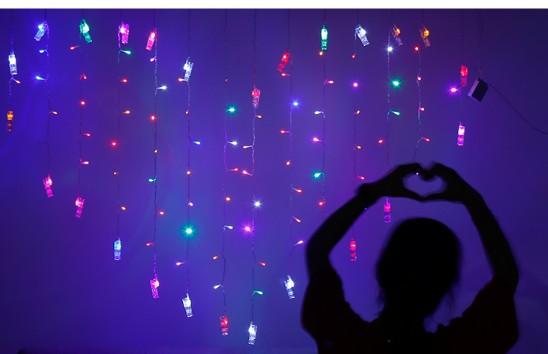 2M * 1.6M heart-shaped butterfly lights girl heart marriage table white birthday wedding LED flash lights string lights