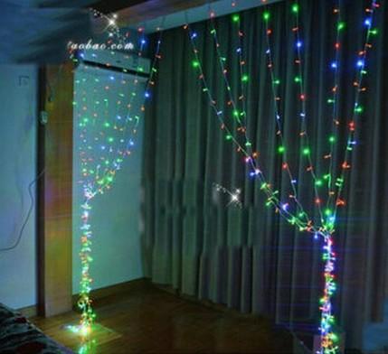 300Leds fairy string icicle curtain light 3mx3m 300bulbs Xmas Christmas Wedding garden party decoration 110v-220V- Multicolor