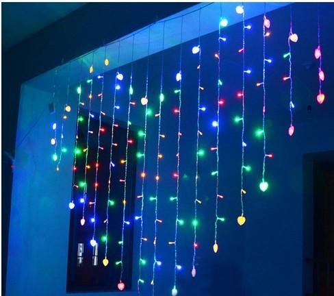 2Mx1.6M Heart Shape LED String Fairy Lights 34 Hearts Holiday Christmas Lights Outdoor Wedding Deco racao Curtain Lights EU /US /UK.AU.Plug