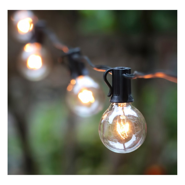 25Ft G40 Globe String Lights with Clear Bulbs, UL listed Backyard Patio Lights, Hanging Indoor/Outdoor String Light, Black