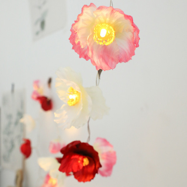 LED lantern string flower string light small silk flower christmas room decoration small color lantern wedding festival lamp string