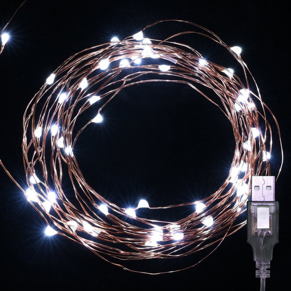 LED Fairy Lights, USB 50 LED Starry String Lights Copper Wire for Home Bedroom Party Wedding Decoration, 16.5ft, Cool White