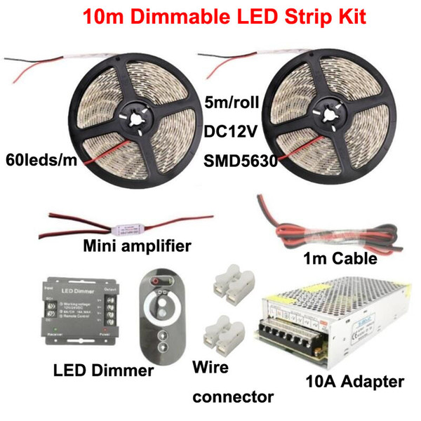 Dimmable LED Light Strip 5630 SMD 60leds/m 5m 10m 15m Kit Single Color Warm white Cold white Red Blue Green Lighting for Garden Home Lights