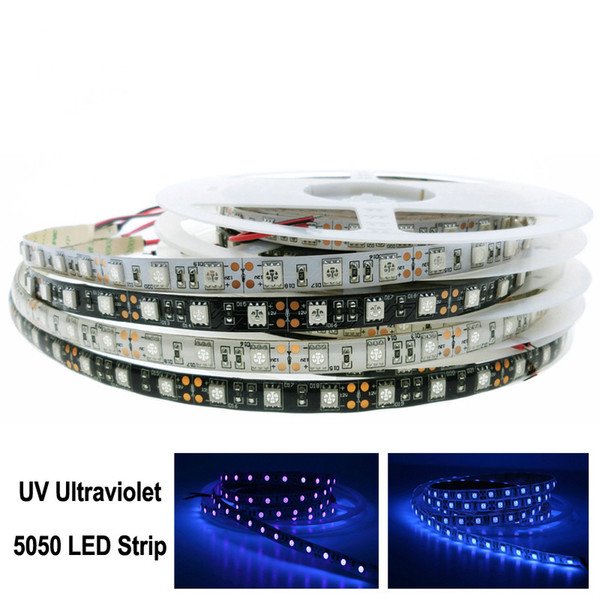 UV Ultraviolet Led Strip 5050 60LEDs/m DC12V Waterproof / Non Waterproof Neon Tape lamp 5M