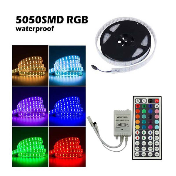 Waterproof LED Strip Light SMD5050 DC 12V 120 Leds/M + 44 keys Remote Controller Outdoor led lighting & Decoration DHL Free